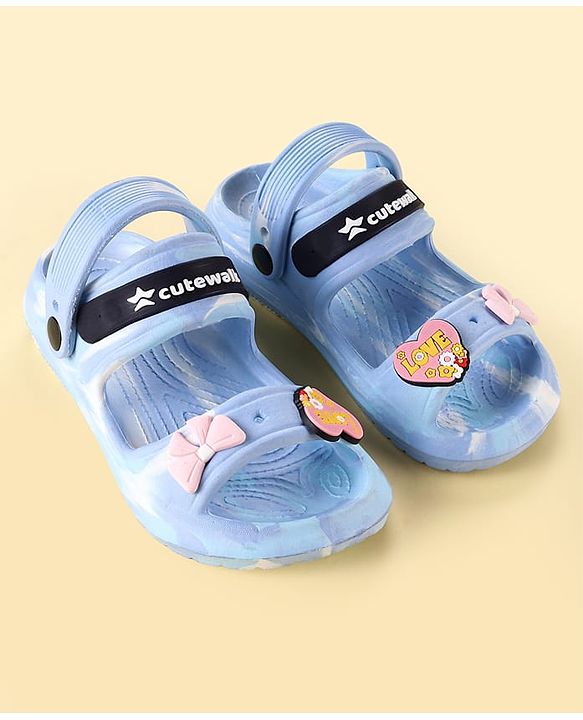 Cute Walk by Babyhug Clogs With Bow & Heart Applique - Blue