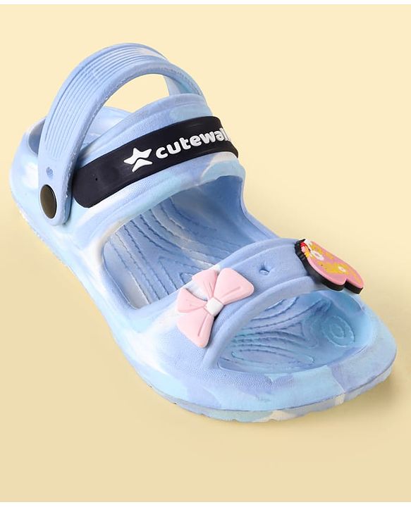 Cute Walk by Babyhug Clogs With Bow & Heart Applique - Blue