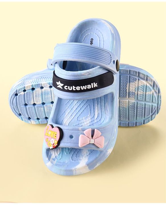 Cute Walk by Babyhug Clogs With Bow & Heart Applique - Blue