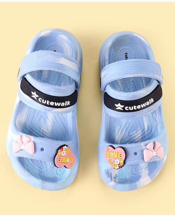 Cute Walk by Babyhug Clogs With Bow & Heart Applique - Blue