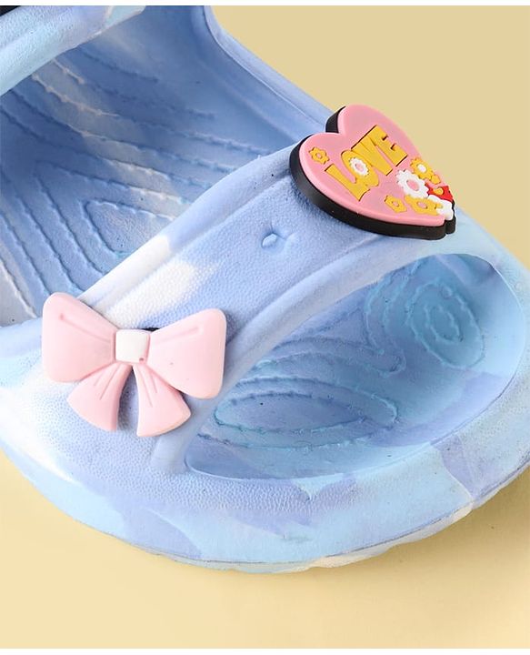 Cute Walk by Babyhug Clogs With Bow & Heart Applique - Blue