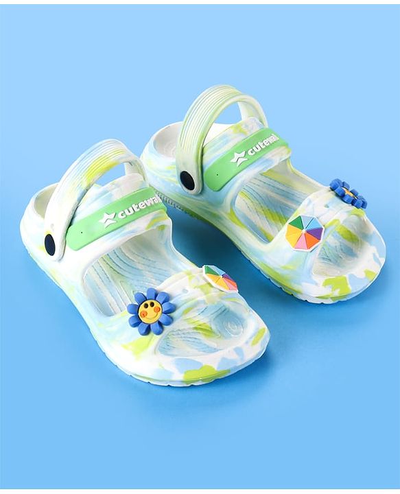 Cute Walk by Babyhug Clogs With Sunflower & Umbrella Applique - White