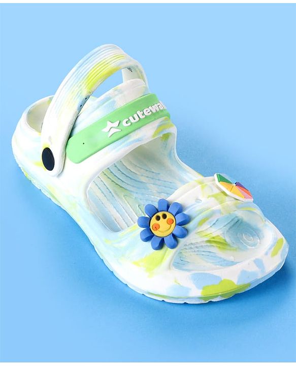 Cute Walk by Babyhug Clogs With Sunflower & Umbrella Applique - White