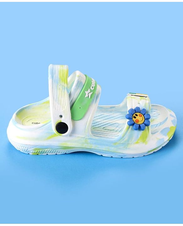 Cute Walk by Babyhug Clogs With Sunflower & Umbrella Applique - White