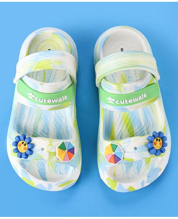 Cute Walk by Babyhug Clogs With Sunflower & Umbrella Applique - White
