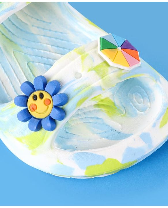 Cute Walk by Babyhug Clogs With Sunflower & Umbrella Applique - White