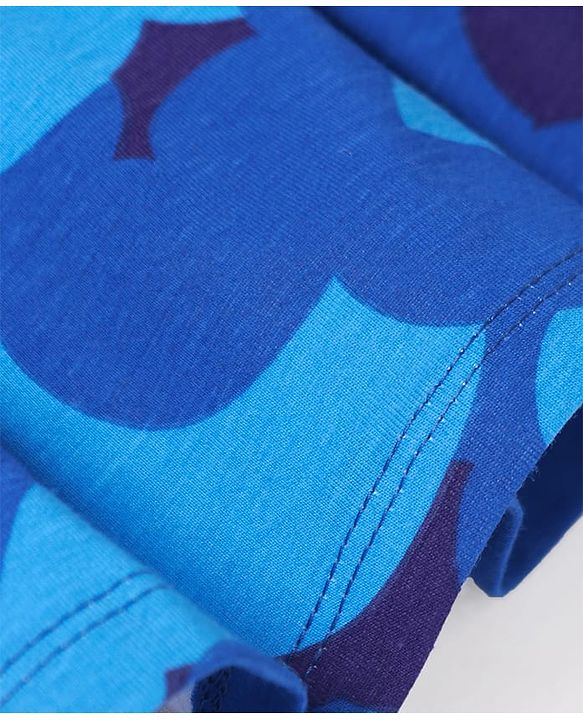 Pine Kids Cotton Knit Half Sleeves Frock with Shine Like a Star Text Print - Blue