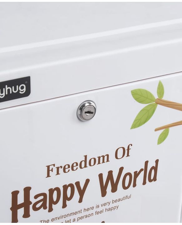 Babyhug 3 Layers High Density Plastic Storage Cabinet Teddy Print With Wheels - White