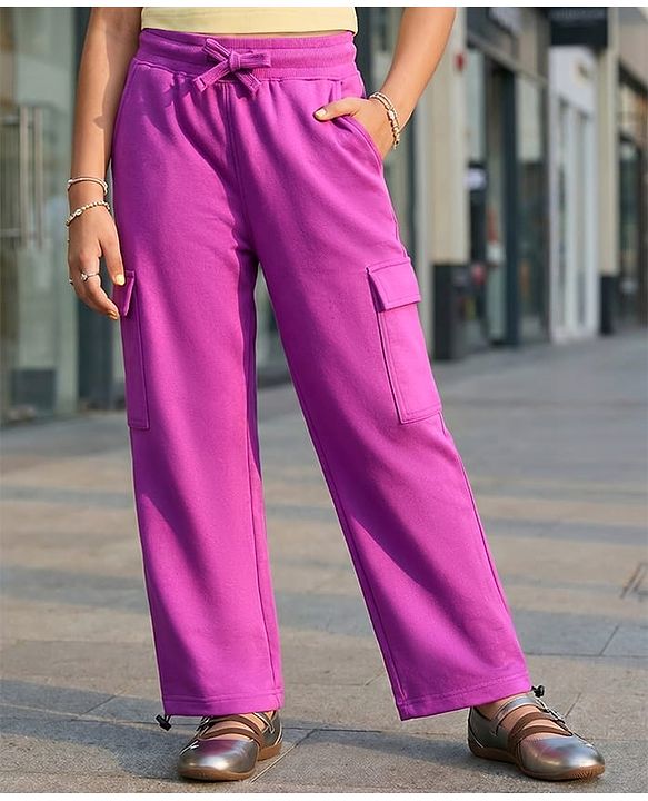 Pine Kids Knit Full Length Solid Color Lounge Pant - Fuchsia