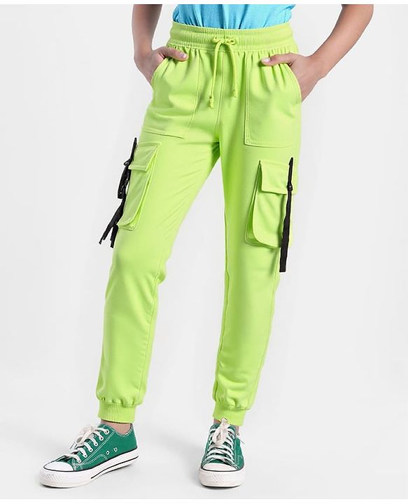Pine Kids Knit Full Length Solid Lounge Pant - Limegreen