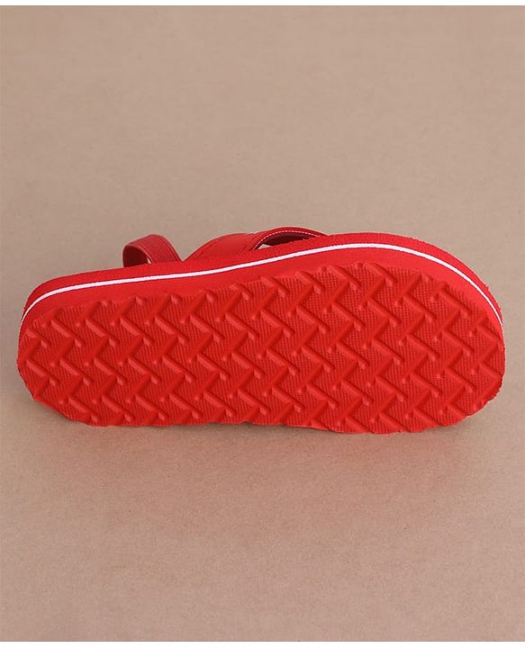Cute Walk by Babyhug Flip Flops  with Back Strap & Bear Print - Red