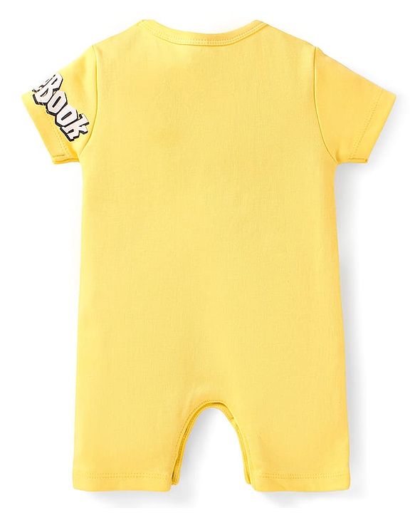 Babyhug Disney Interlock Knit Half Sleeve Romper With Mowgli & Friends Graphic Pack Of 2 - Yellow & Green