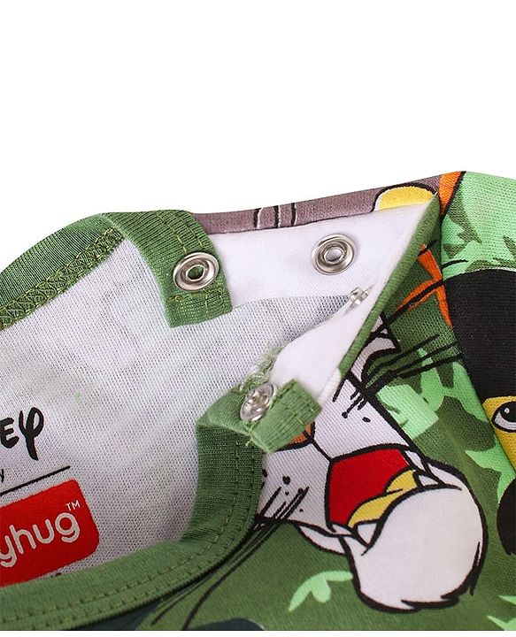 Babyhug Disney Interlock Knit Half Sleeve Romper With Mowgli & Friends Graphic Pack Of 2 - Yellow & Green