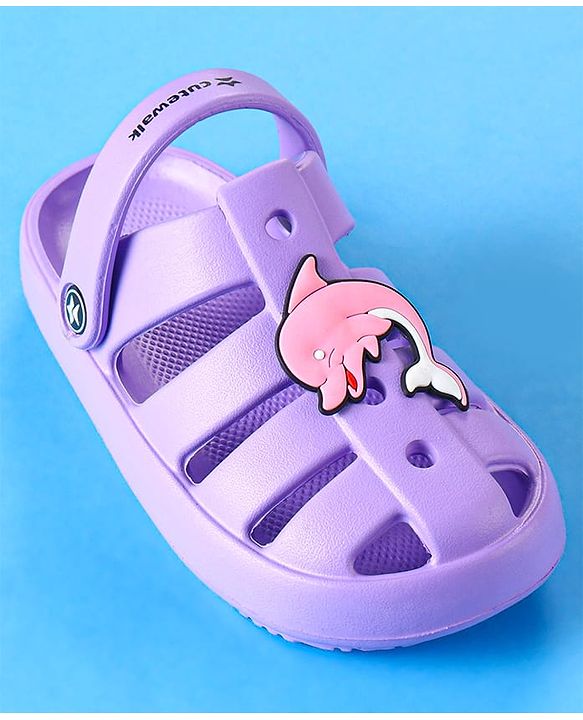 Cute Walk by Babyhug Clogs with Backstrap Closure & Dolphin Applique - Purple