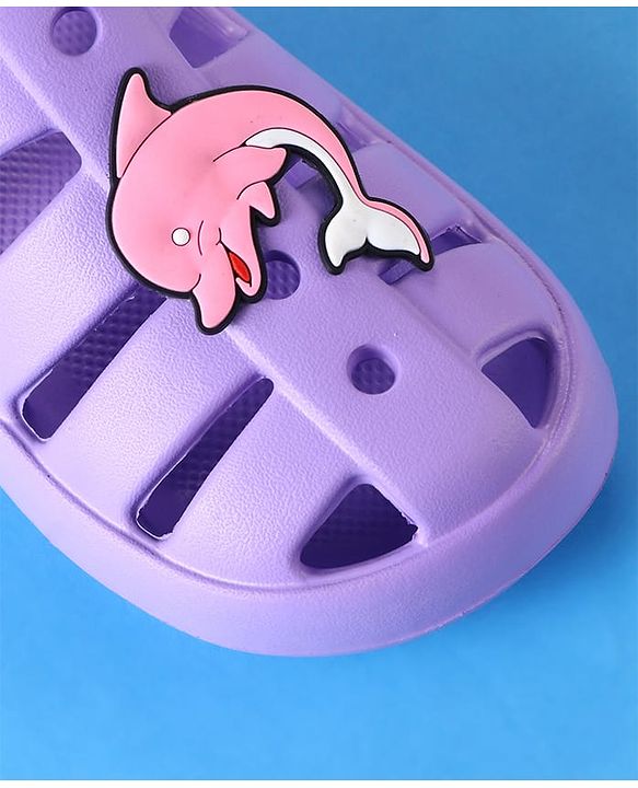 Cute Walk by Babyhug Clogs with Backstrap Closure & Dolphin Applique - Purple