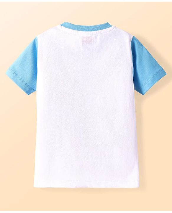 Babyhug Cotton Knit Half Sleeves T-Shirt with Beach Theme Print - White
