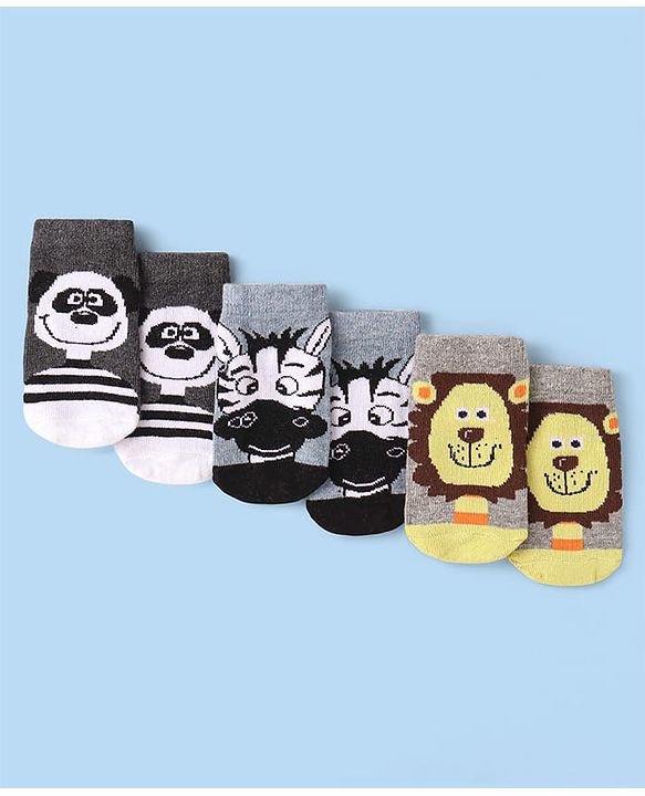 Cute Walk by Babyhug Cotton Anti Bacterial Ankle Length Socks Heart & Stripes Design Pack of 5 - Multicolour main image 0