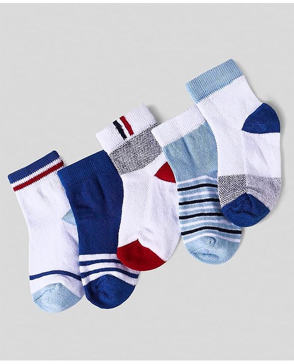 Cute Walk by Babyhug Non Terry Footed Anti Bacterial Heart Design Tights  - Navy Blue