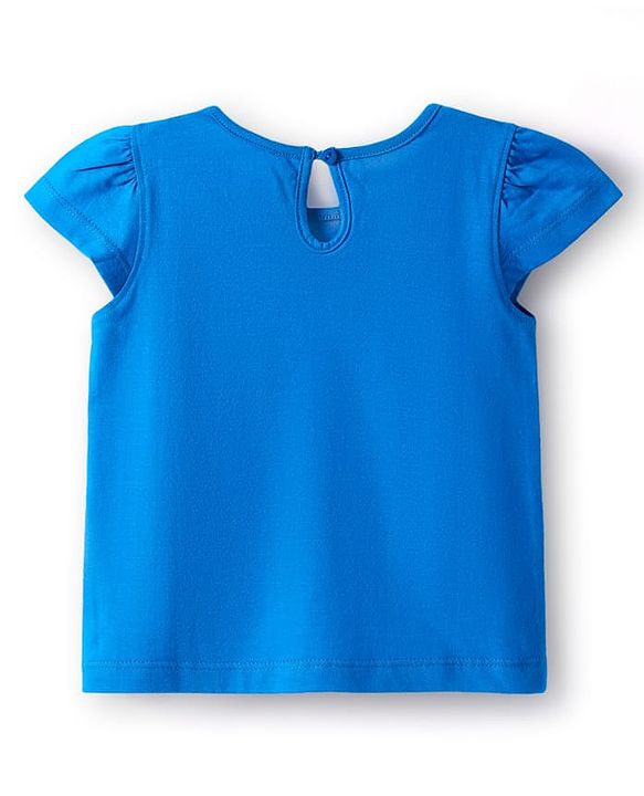 Babyhug Cotton Knit Half Sleeves T-Shirt with Beach Fun Text Print - Blue