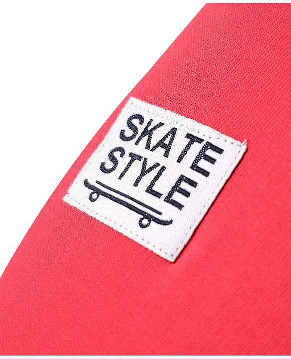 Pine Kids Cotton Knit Full Length Track Pants with Tape Detailing - Red