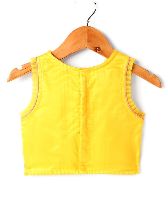 Babyhug Woven Sleeveless Choli Lehenga Set And Dupatta With Net Embroidery & Lace Detailing - Yellow