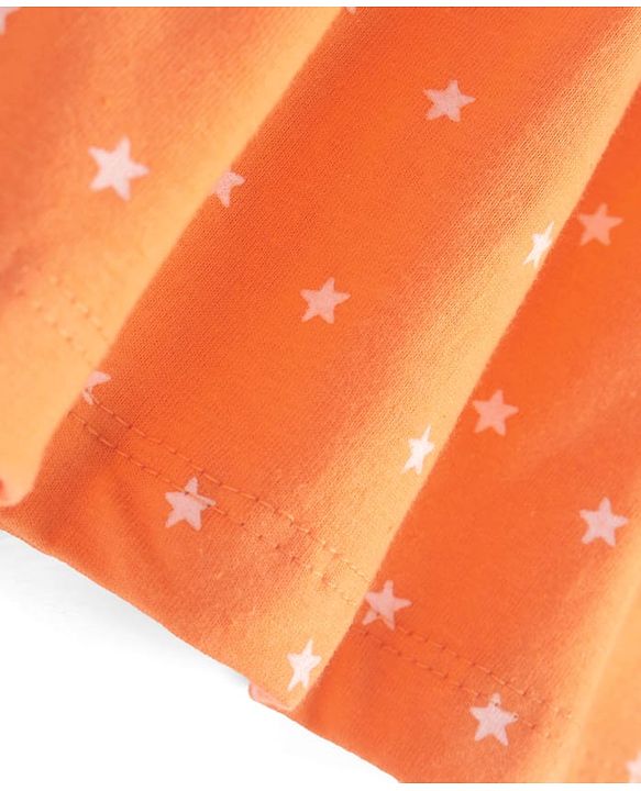 Babyhug Single Jersey Knit Sleeveless Frock with Stars Print - Orange
