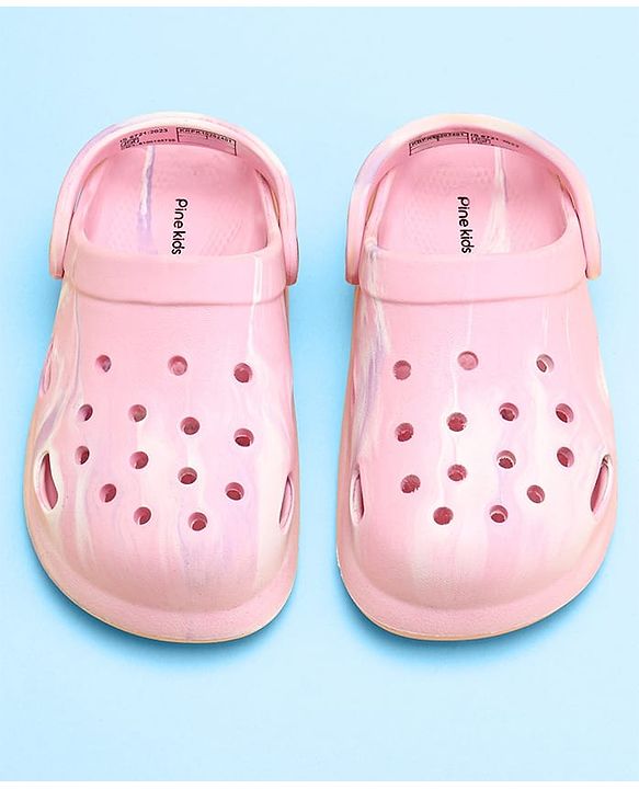 Pine Kids Clogs with Back Strap Closure - Pink ( Marble Print May Vary)
