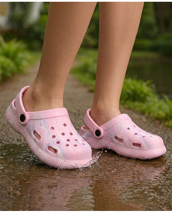 Pine Kids Clogs with Back Strap Closure - Pink ( Marble Print May Vary)