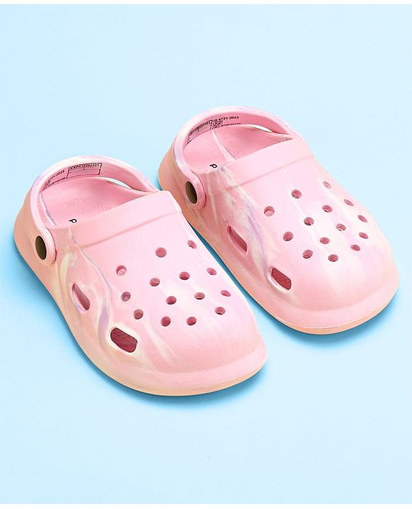 Pine Kids Clogs with Back Strap Closure - Pink ( Marble Print May Vary)