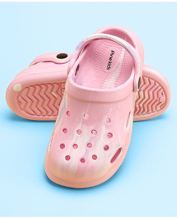 Pine Kids Clogs with Back Strap Closure - Pink ( Marble Print May Vary)