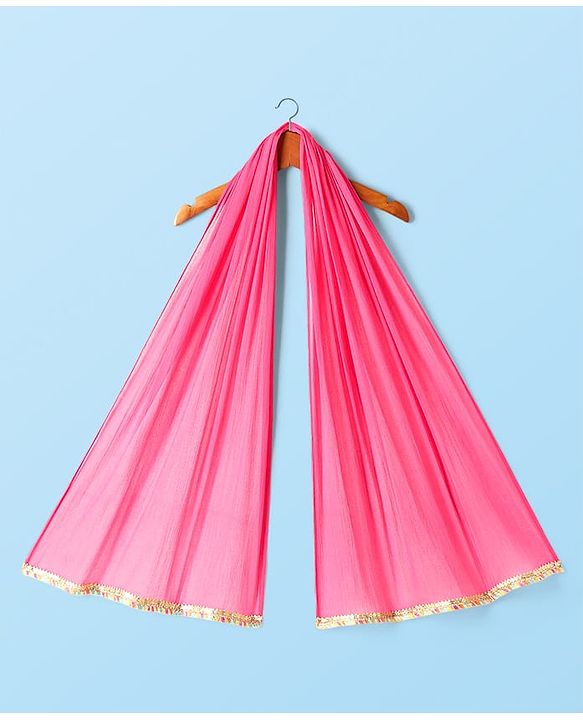 Babyhug Woven Flutter Sleeves Choli Lehenga & Dupatta Set with Floral Print - Blue & Pink