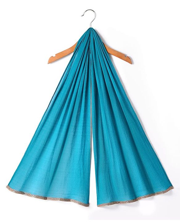 Babyhug Woven Sleeveless Sequecned Embroidered  Choli Lehenga Set with Dupatta & Tassel Detailing - Teal Blue