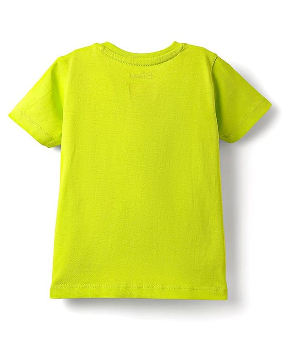 Babyhug Disney Single Jersey Knit Half Sleeves Shorts Night Suit With Mickey Mouse Graphic - White & Limegreen