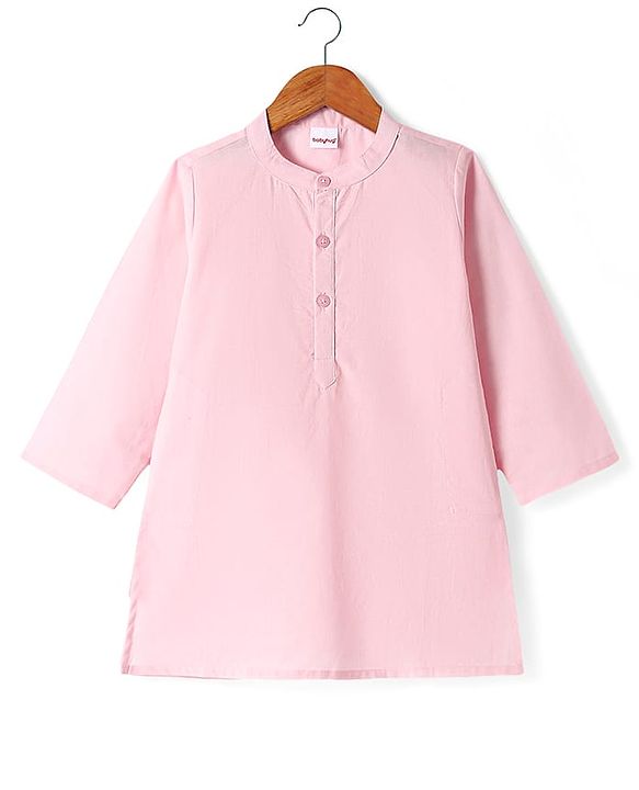 Babyhug Woven Full Sleeves  Solid Dhoti Kurta Set with Sequin Embroidered Jacket - Pink