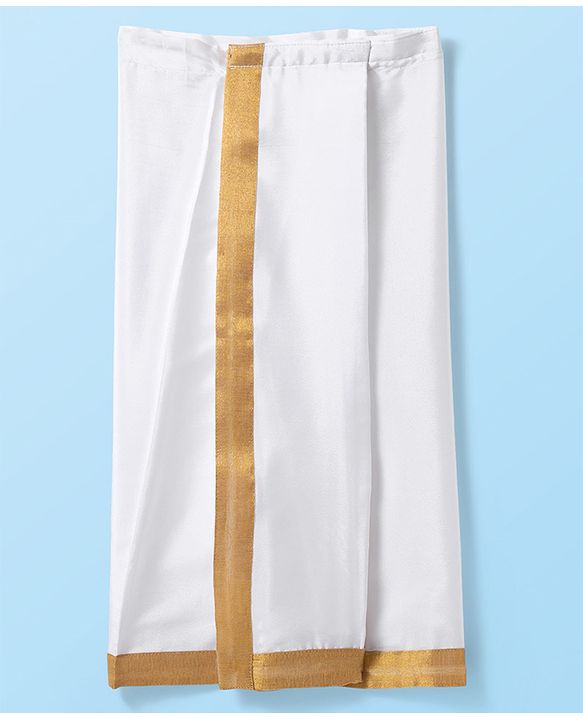 Babyhug Woven Half Sleeves Solid Color Shirt & Mundu Set - Red & White