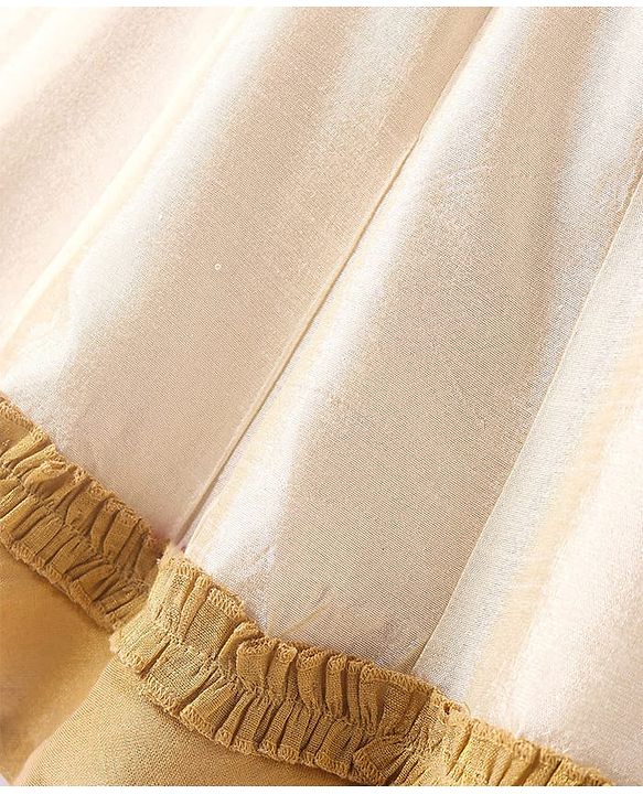 Babyhug South Cotton Woven Frill Sleeves Ethnic Dress with Floral Embroidery - Off White