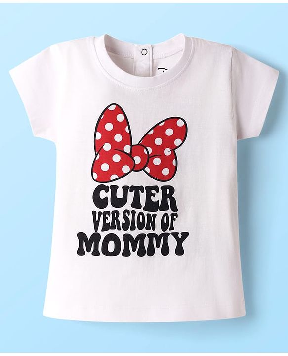 Babyhug Disney  Single Jersey Knit Half Sleeves Shorts Night Suit with Minnie Mouse Graphics - Red & White