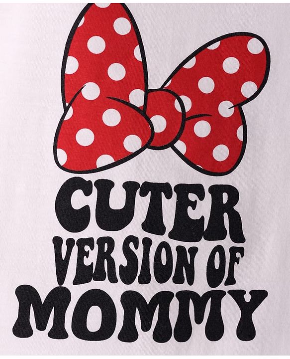 Babyhug Disney  Single Jersey Knit Half Sleeves Shorts Night Suit with Minnie Mouse Graphics - Red & White