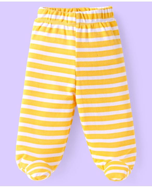 Babyhug 100% Cotton Interlock Knit Bootie Leggings With Animal & Beach Theme Print Pack of 3 - Blue Yellow & White