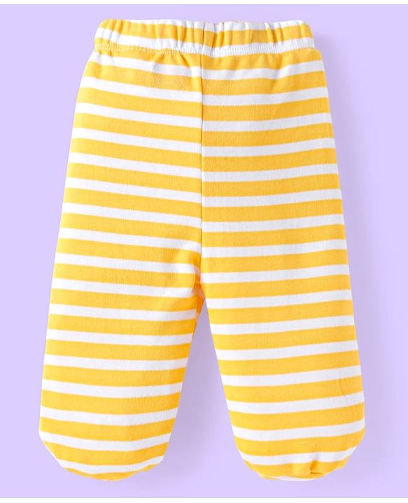Babyhug 100% Cotton Interlock Knit Bootie Leggings With Animal & Beach Theme Print Pack of 3 - Blue Yellow & White