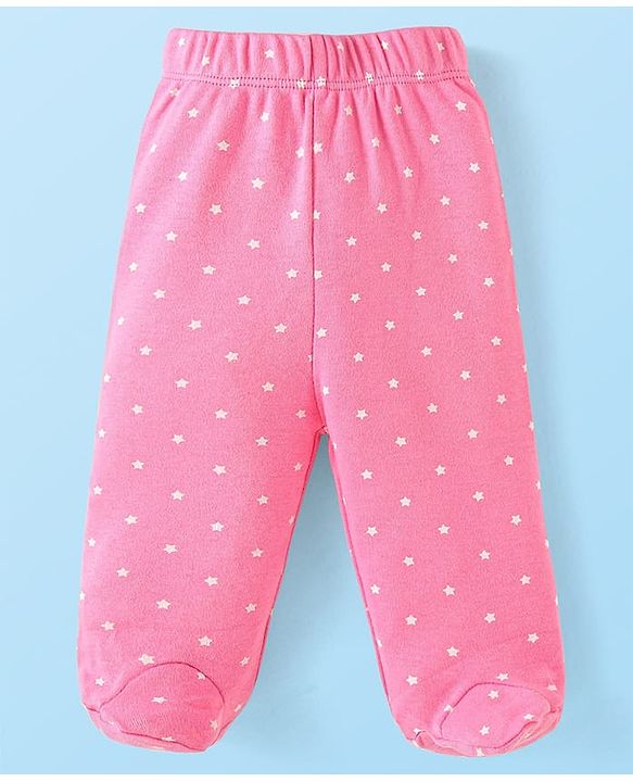 Babyhug Interlock Knit Footed Leggings with Polka Dots Unicorn & Hearts Print Pack of 3 - Pink & Purple