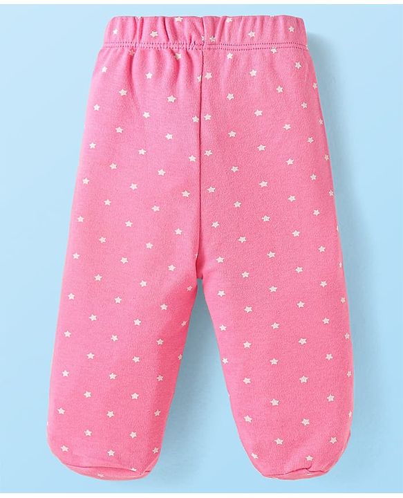 Babyhug Interlock Knit Footed Leggings with Polka Dots Unicorn & Hearts Print Pack of 3 - Pink & Purple