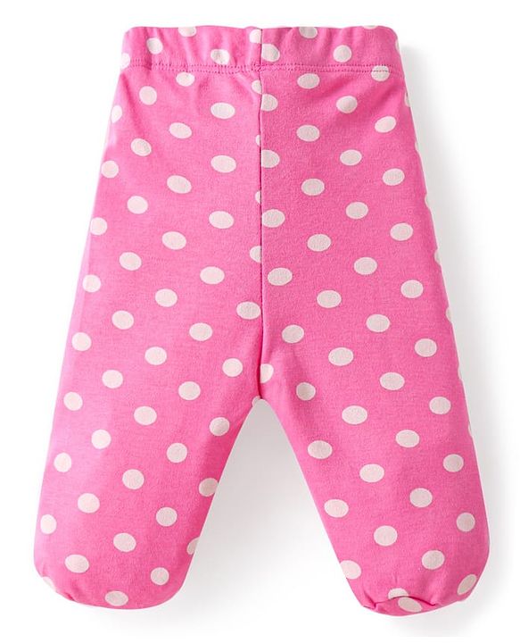 Babyhug Interlock Knit Bootie Leggings With Polka Dot & Unicorn Print Pack of 3 - Yellow Dark Pink & Light Blue