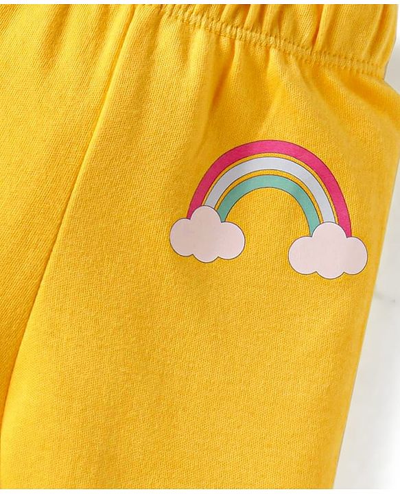 Babyhug Interlock Knit Bootie Leggings With Polka Dot & Unicorn Print Pack of 3 - Yellow Dark Pink & Light Blue