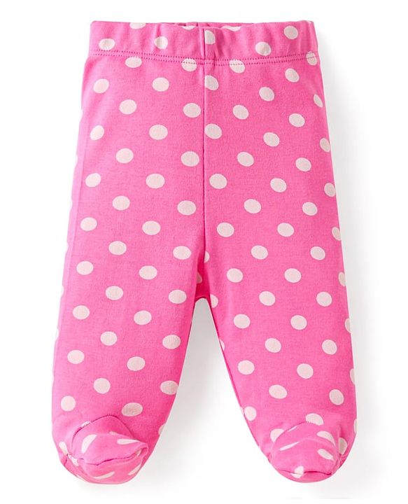 Babyhug Interlock Knit Bootie Leggings With Polka Dot & Unicorn Print Pack of 3 - Yellow Dark Pink & Light Blue