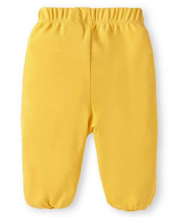 Babyhug 100% Cotton Interlock Knit Bootie Leggings with Stripes & Bus Print Pack of 3 - Yellow Light Blue & Pink