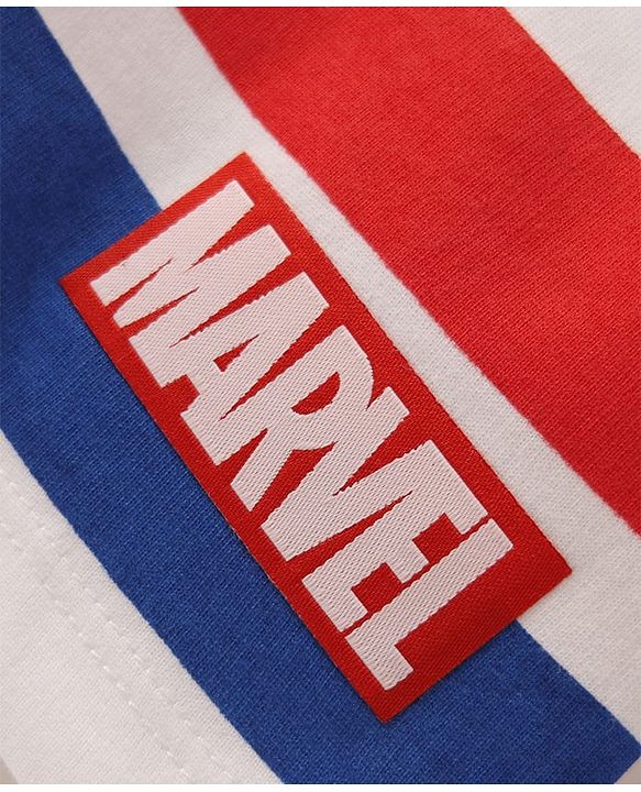 Pine Kids Marvel Terry Knit Half Sleeves Oversized And Drop Shoulder T-Shirt With Front And Back Spider Man Graphics - White & Blue