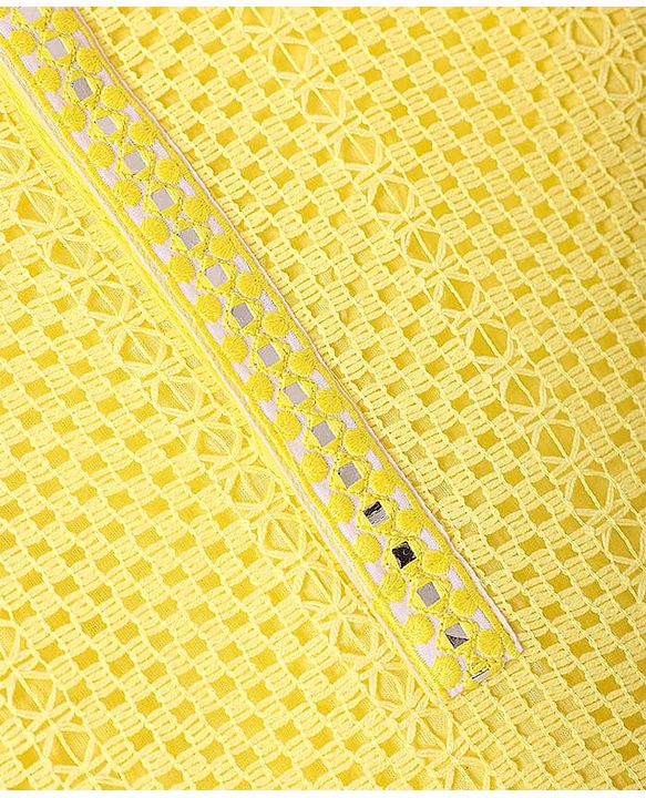 Babyhug Woven Full Sleeves Solid Kurta Pyjama Set - Yellow