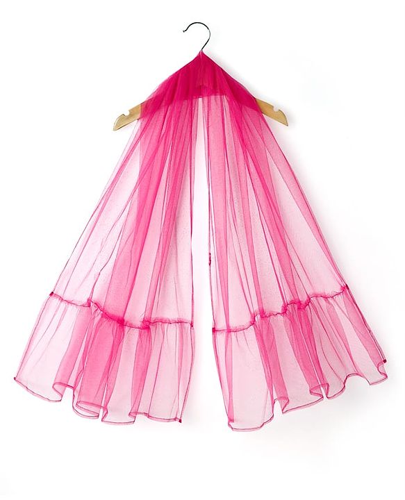 Babyhug Woven Sleeveless Choli Lehenga Set & Dupatta With Floral Embroidery & Lace Detailing - Fuschia