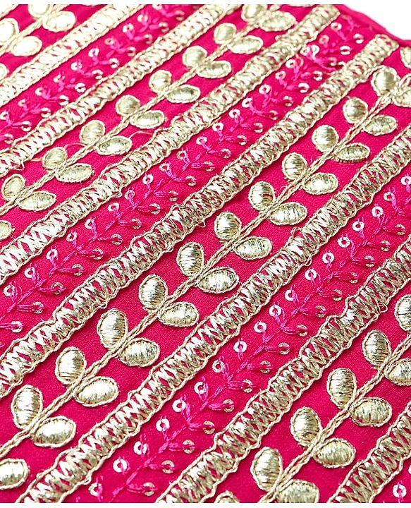 Babyhug Woven Sleeveless Choli Lehenga Set & Dupatta With Floral Embroidery & Lace Detailing - Fuschia